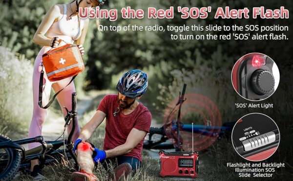 Weather Alert Radio with Flashlight,Reading Lamp and Cellphone Charger - Image 3