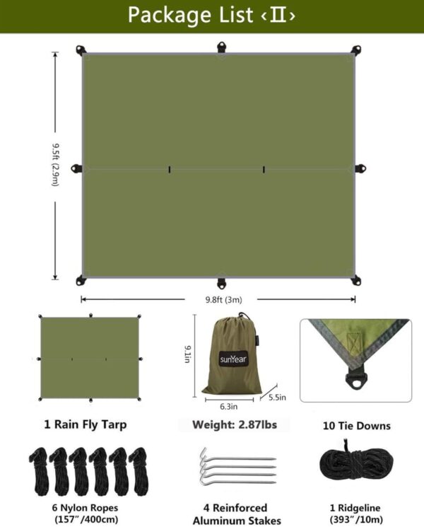 Hammock Camping with Rain Fly Tarp and Net - Image 7