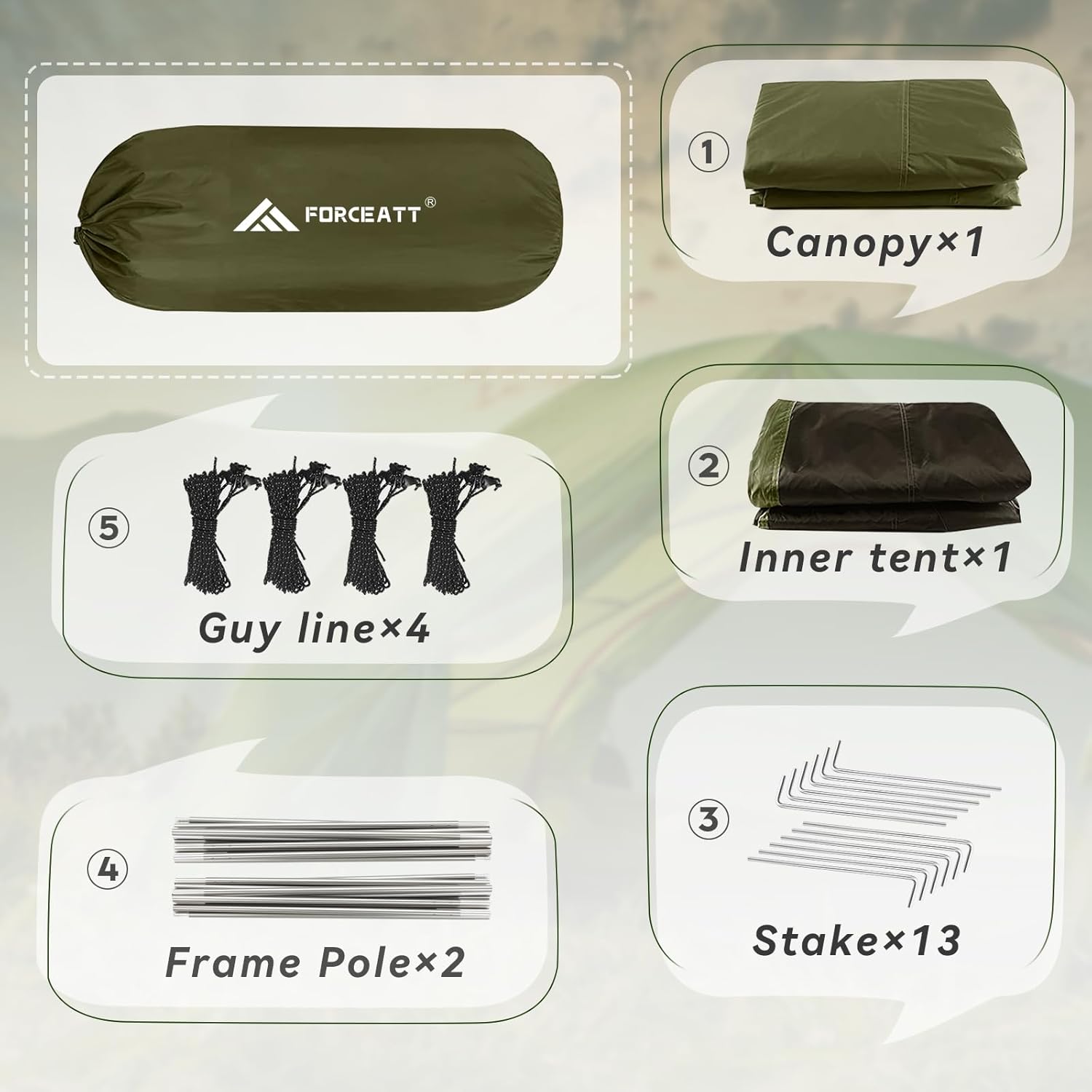 Forceatt Camping Tent 2/3/4 Persons - Image 7