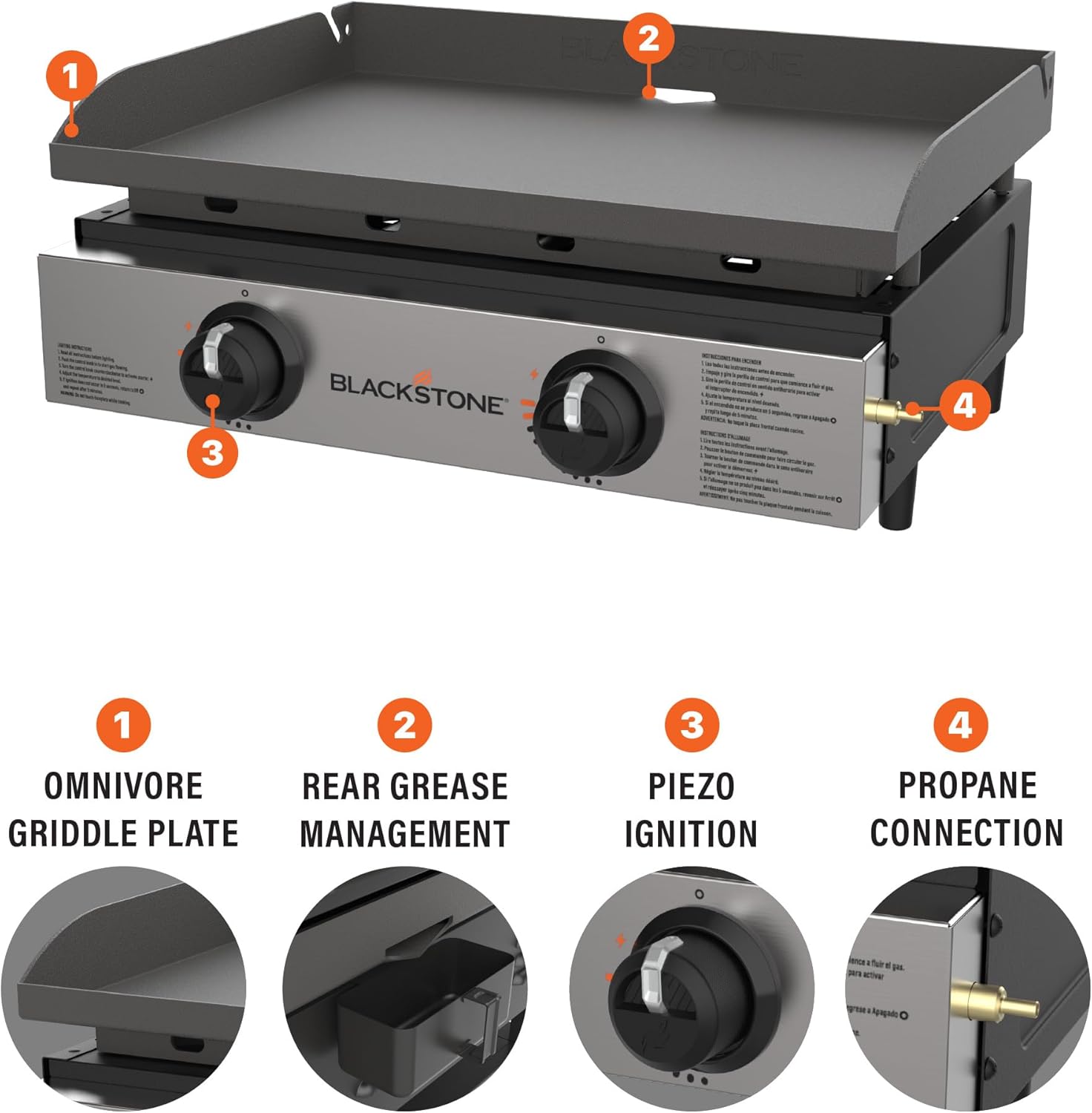 Blackstone 1666 22” Tabletop Griddle with Stainless Steel Faceplate - Image 4