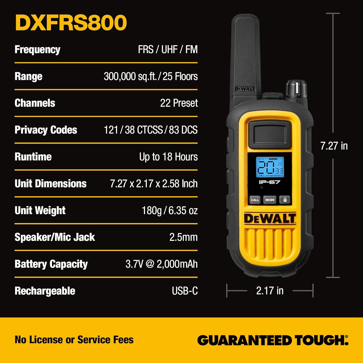 DEWALT DXFRS800 2 Watt Heavy Duty Walkie Talkies - Image 11