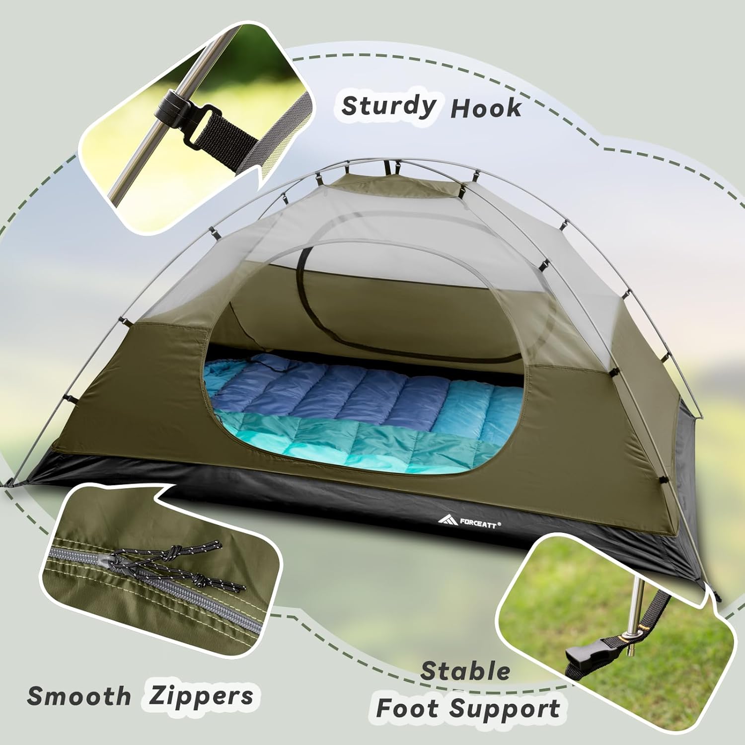 Forceatt Camping Tent 2/3/4 Persons - Image 3