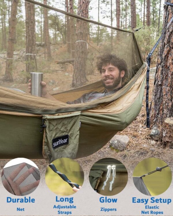 Hammock Camping with Rain Fly Tarp and Net - Image 4