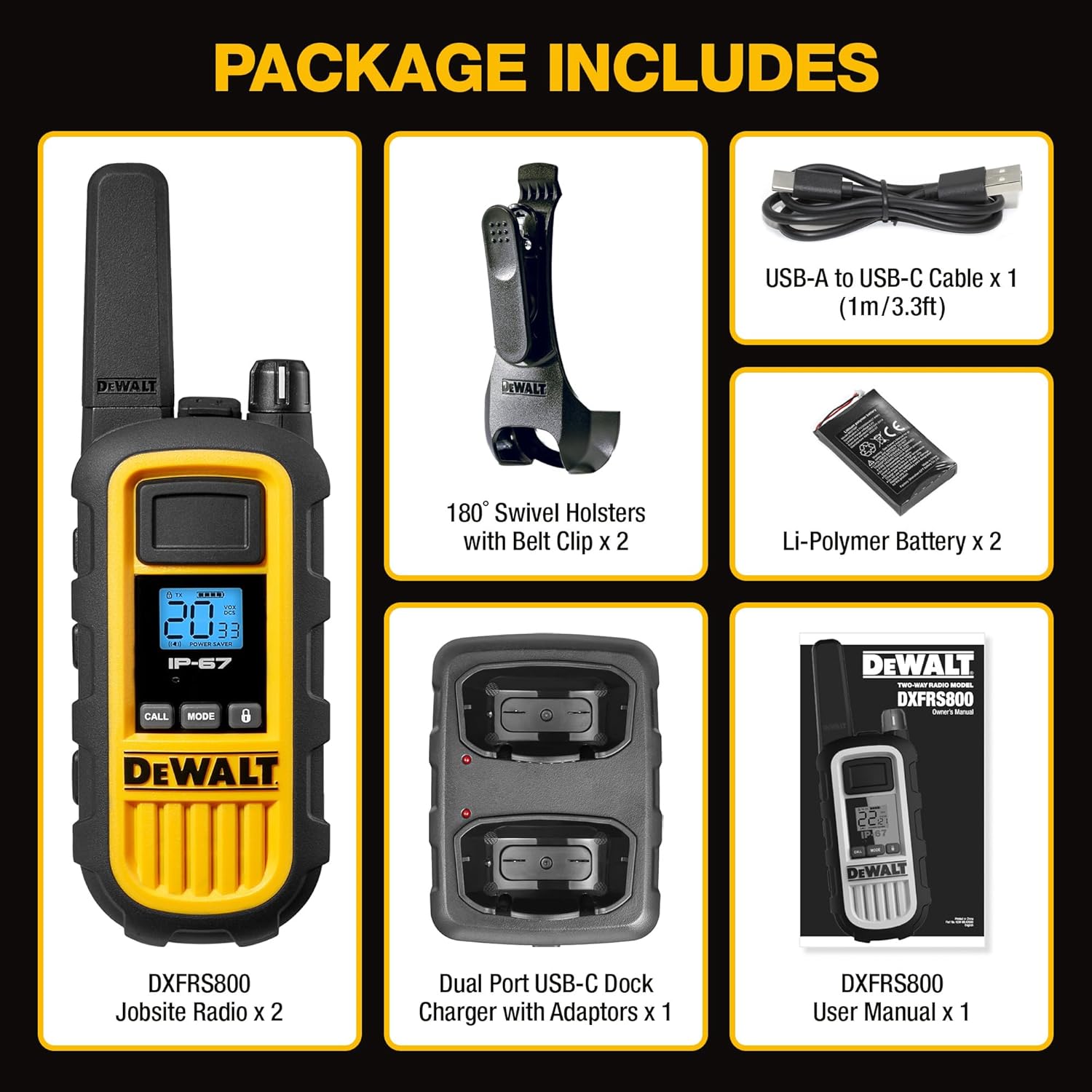 DEWALT DXFRS800 2 Watt Heavy Duty Walkie Talkies - Image 16