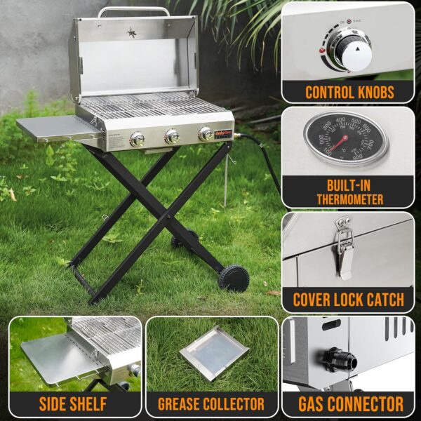 Portable Propane Grill with Lid for Outdoor - Image 7