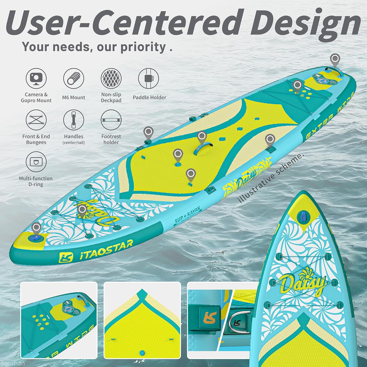 Extra Wide Paddle Board with Seat, - Image 5