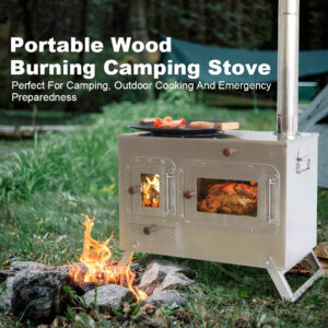 Portable Outdoor Firewood Stove with Built-in Oven